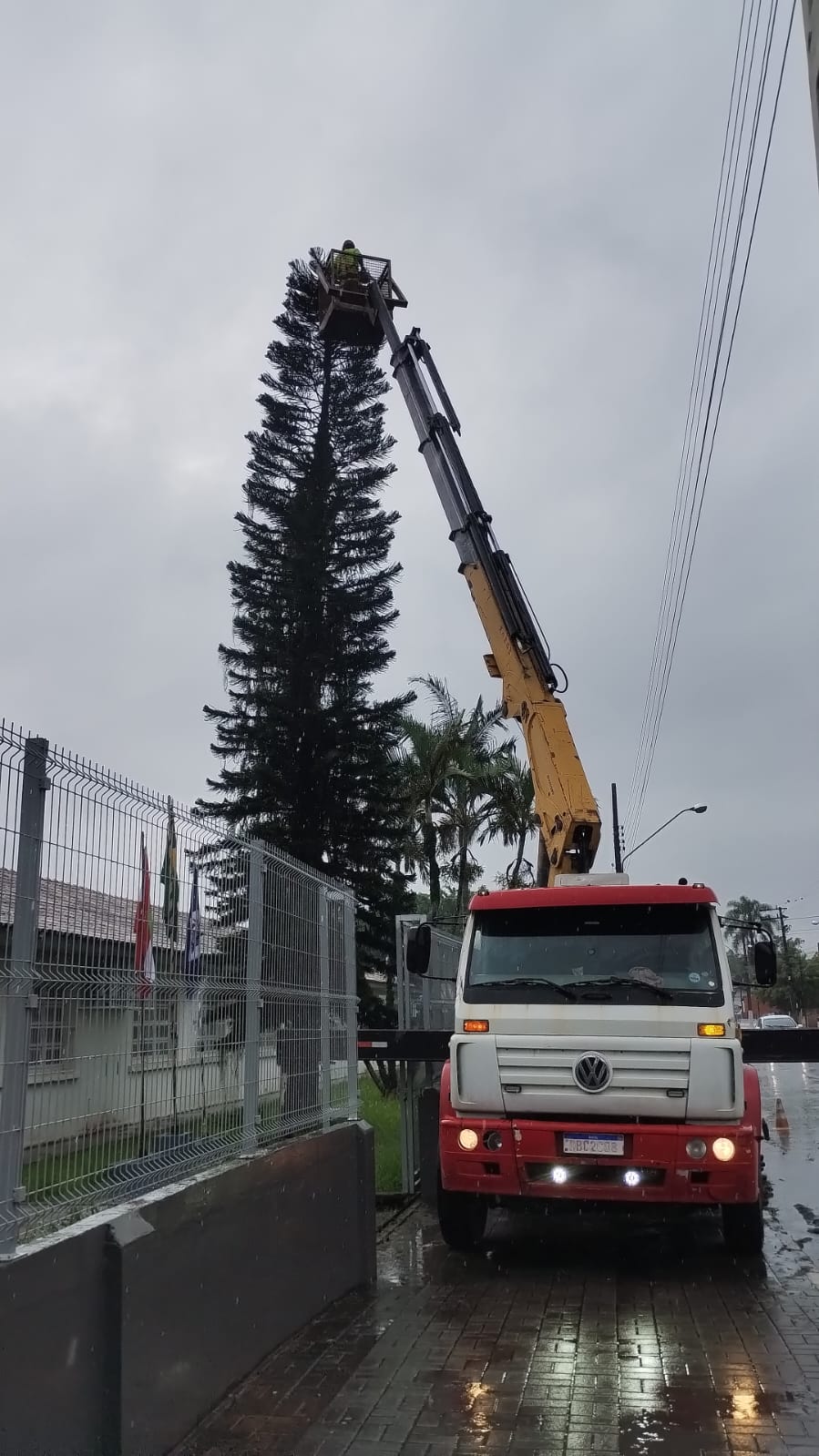 Caminhão munck da RS Munck e Poda em operação